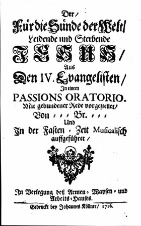 Konzertankündigung der Brokes-Passion 1716